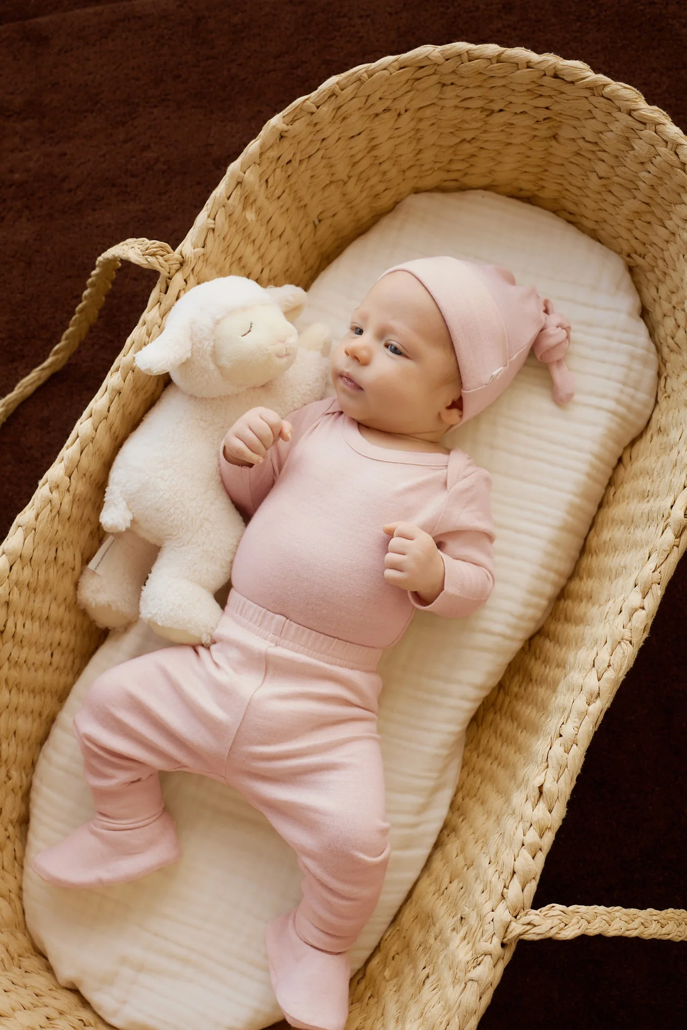 Merino Long Sleeve Envelope Bodysuit - Cloud Pink - Image 3