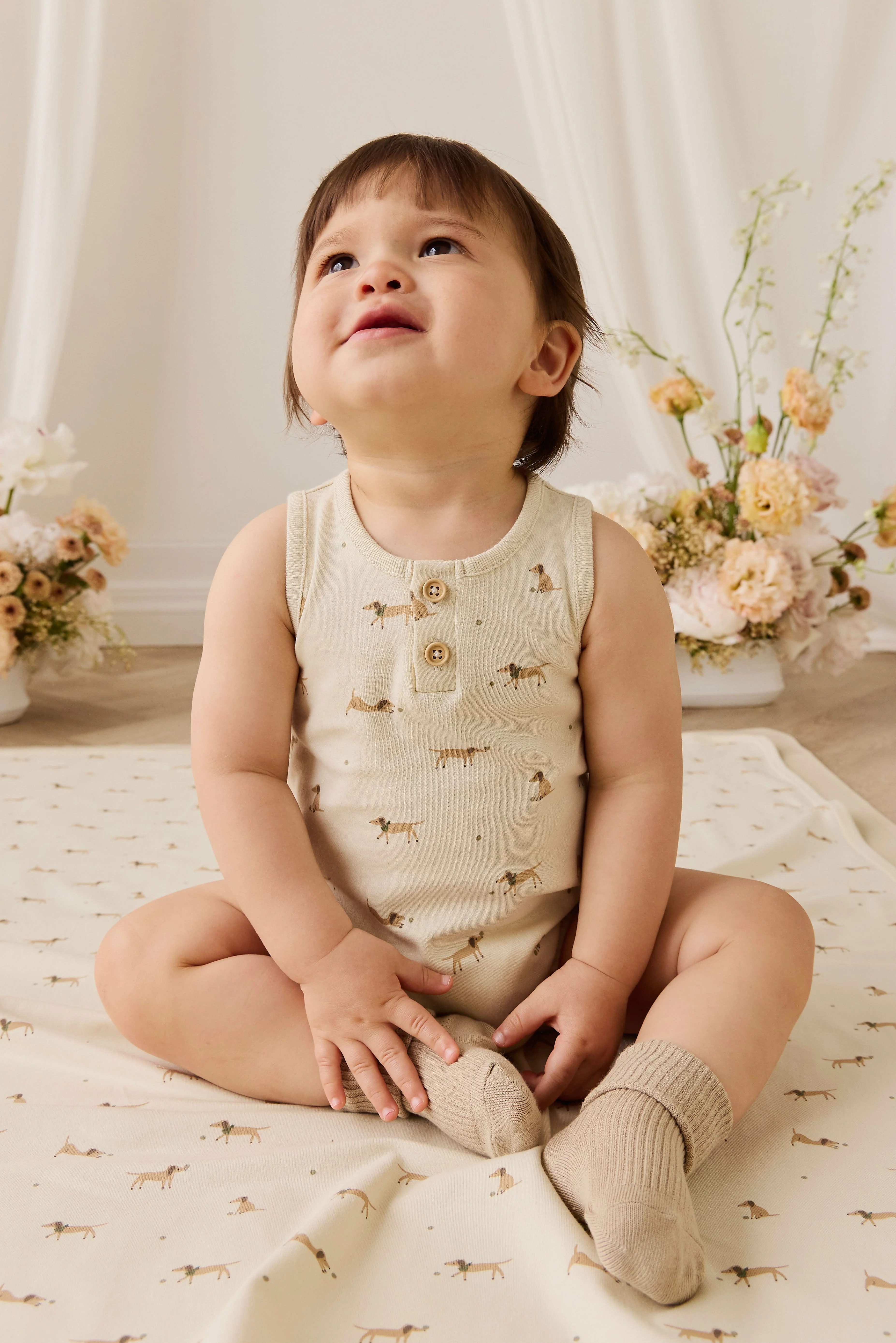 Organic Cotton Archie Playsuit - Play Ball Cassava - Image 4