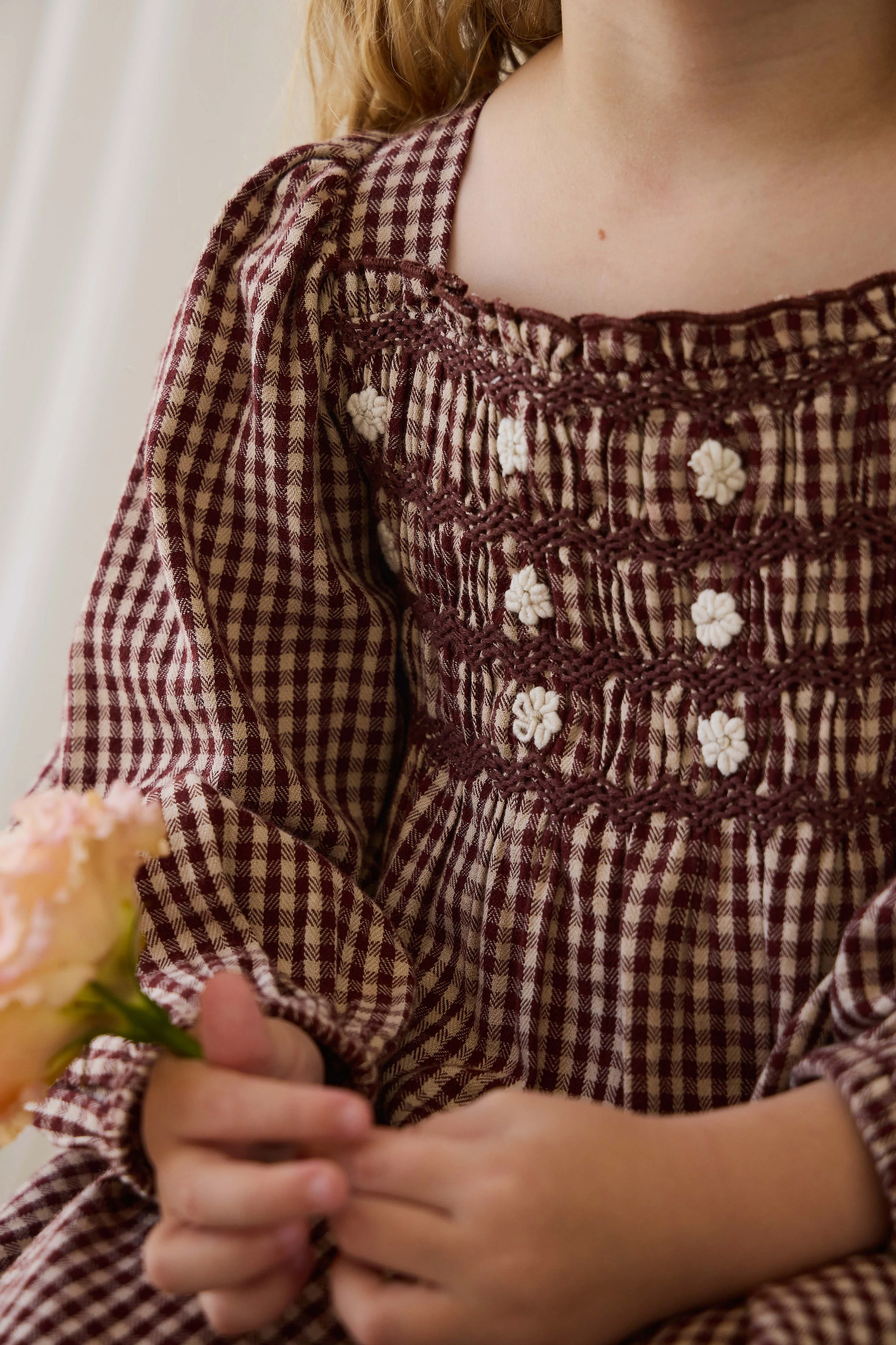 Organic Cotton Cecile Dress - Cinnamon Gingham - Image 5