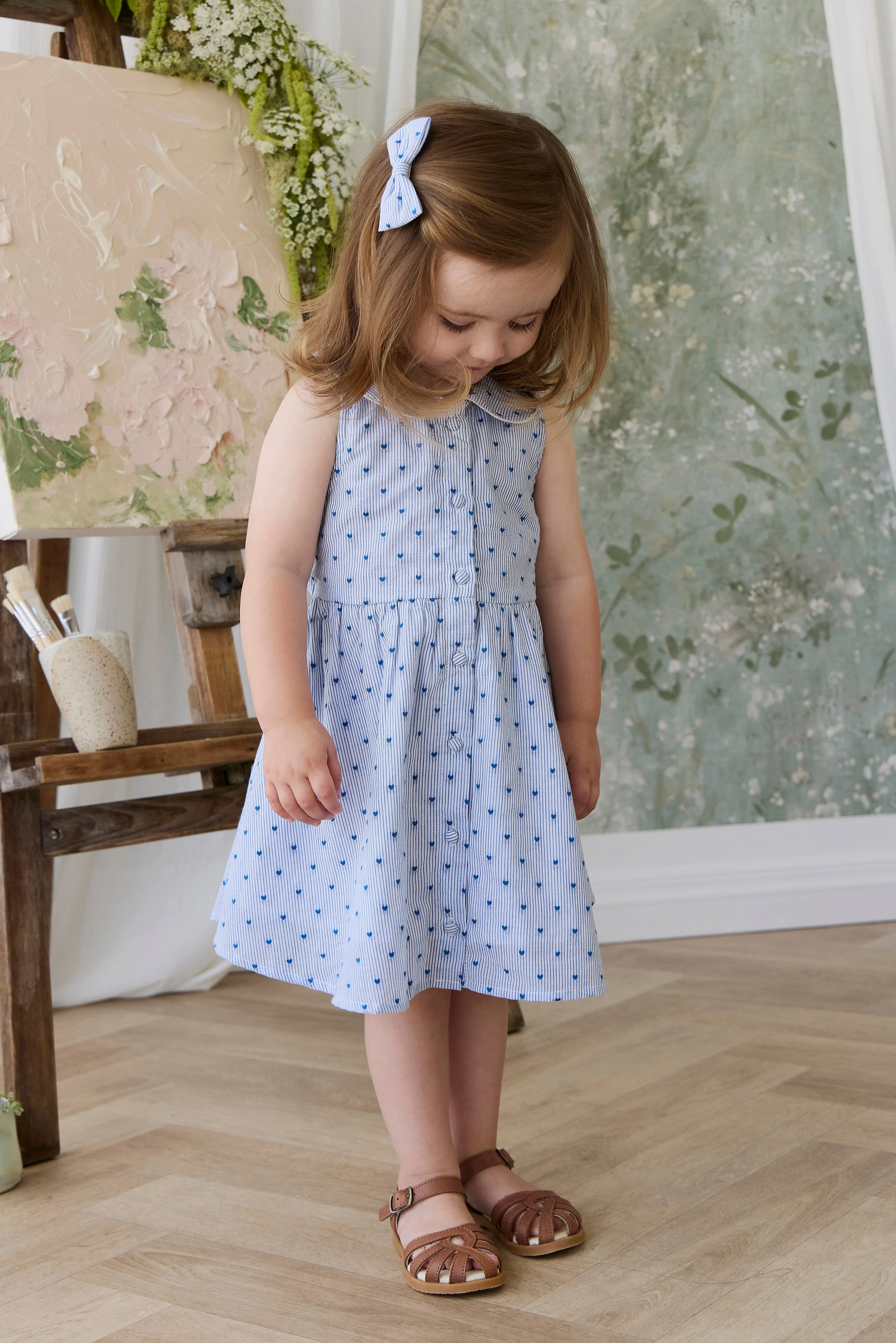 Organic Cotton Desiree Bow - Mon Amour Stripe Indigo - Image 3