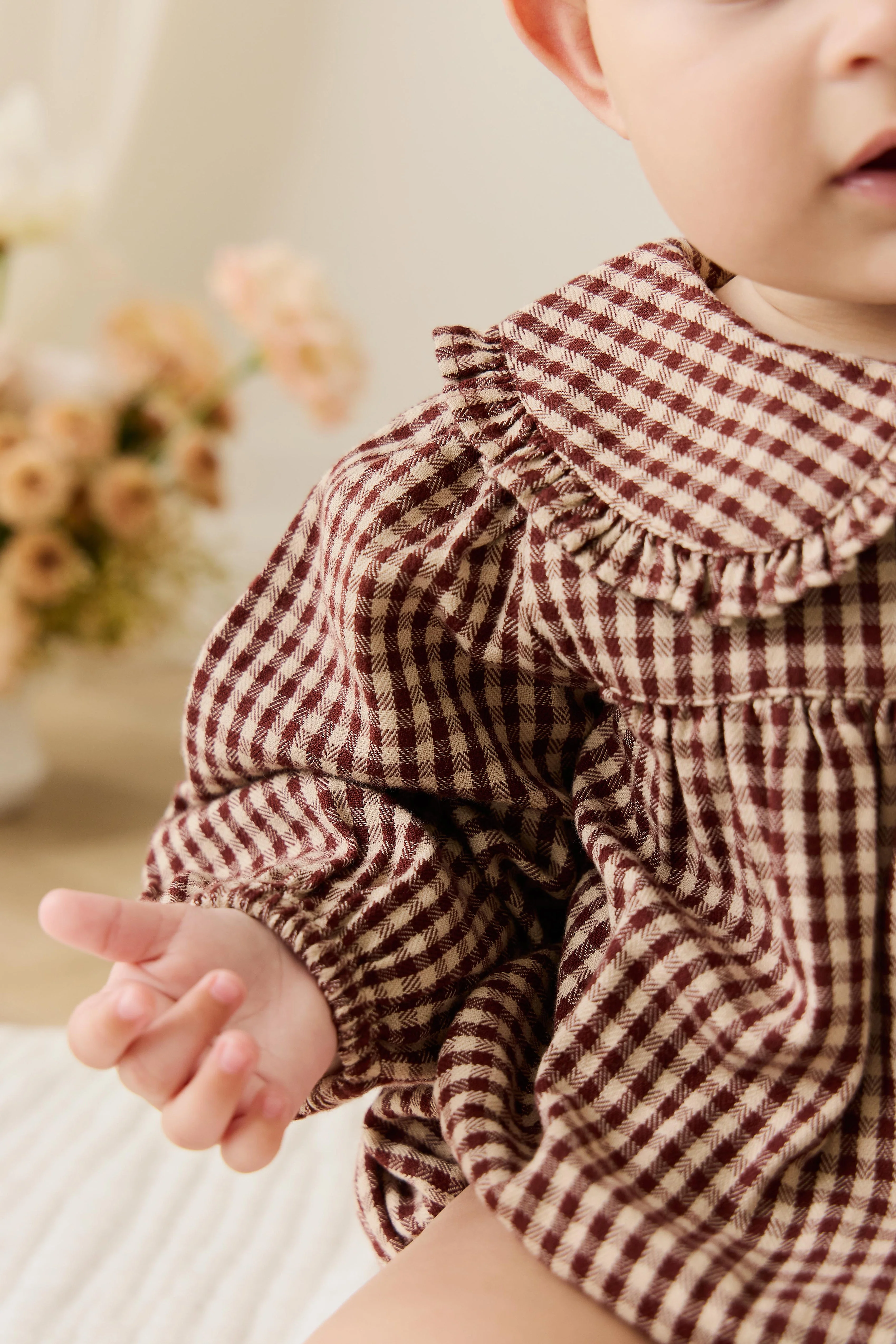 Organic Cotton Elowen Playsuit - Cinnamon Gingham - Image 7