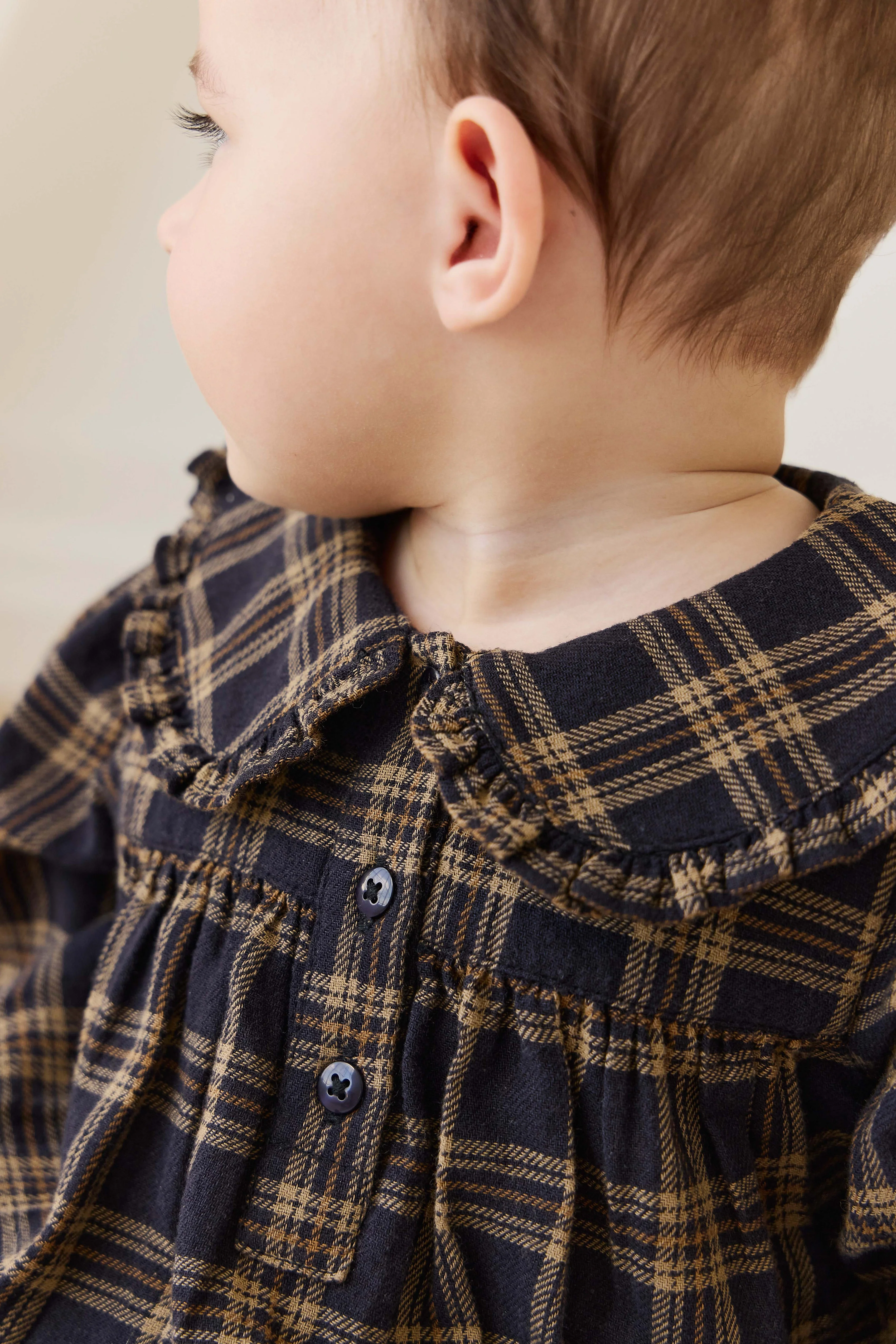 Organic Cotton Elowen Playsuit - Woodland Check - Image 11