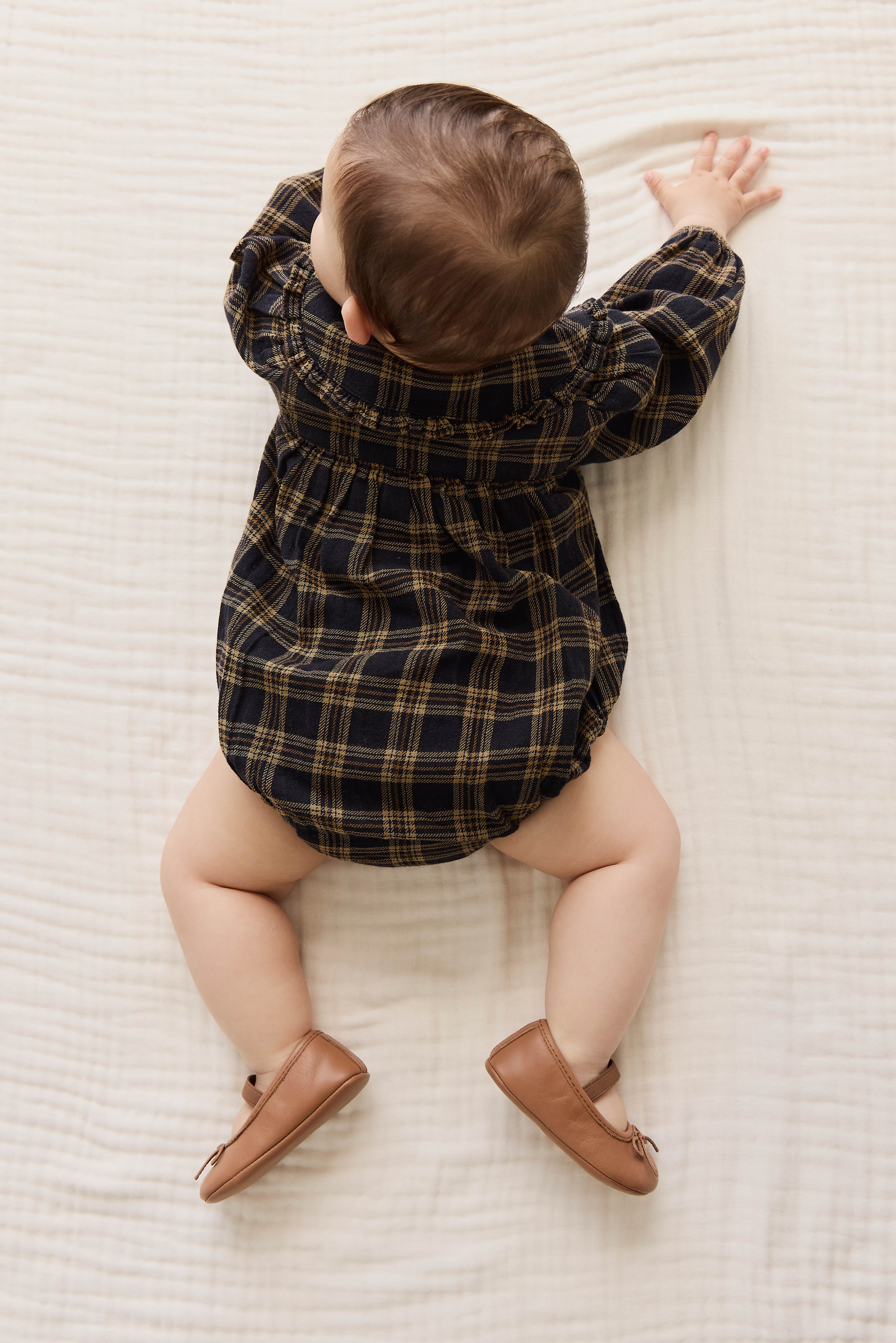 Organic Cotton Elowen Playsuit - Woodland Check - Image 12