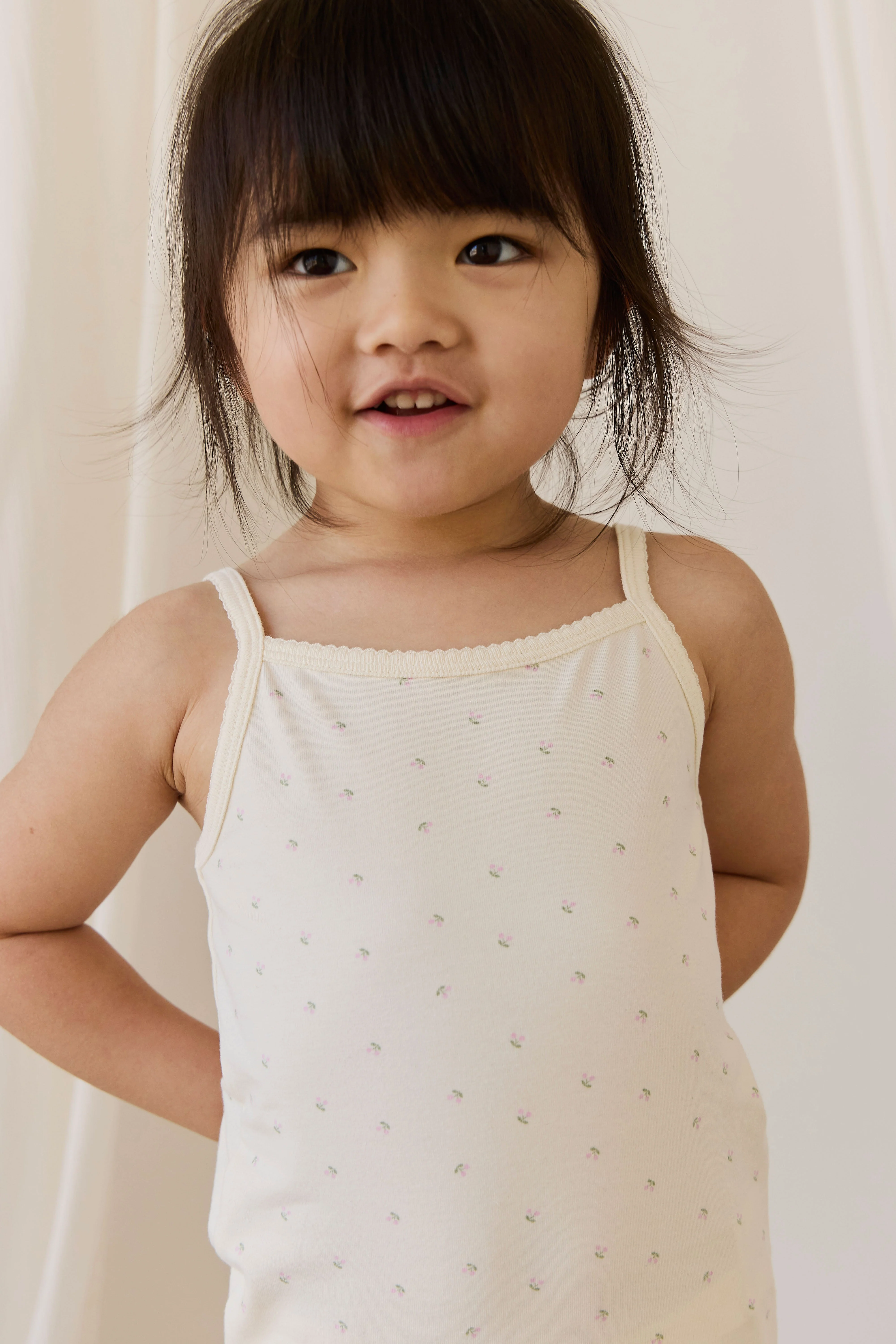 Organic Cotton Jolie Singlet Pyjama Set - Ditsy Cherries - Image 3
