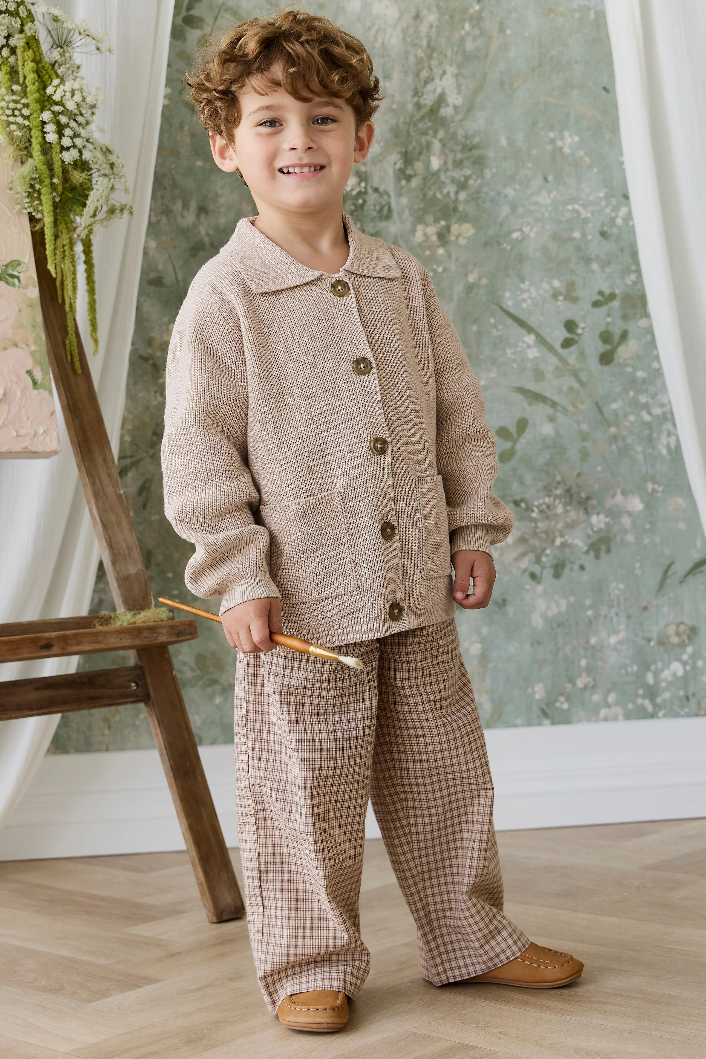 Organic Cotton Kenji Pant - Cabin Check Cocoa - Image 5