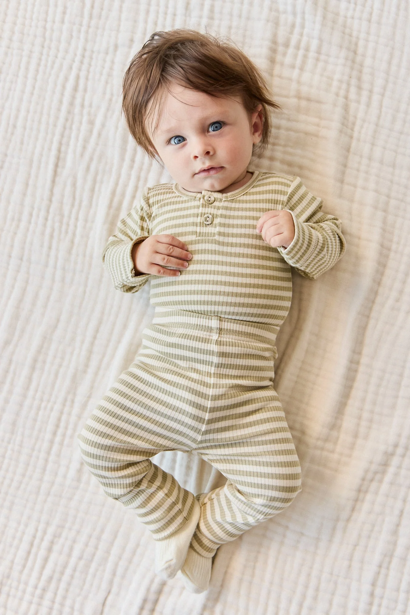 Organic Cotton Modal Everyday Legging - Slim Stripe Pampas/Sun Rays - Image 2