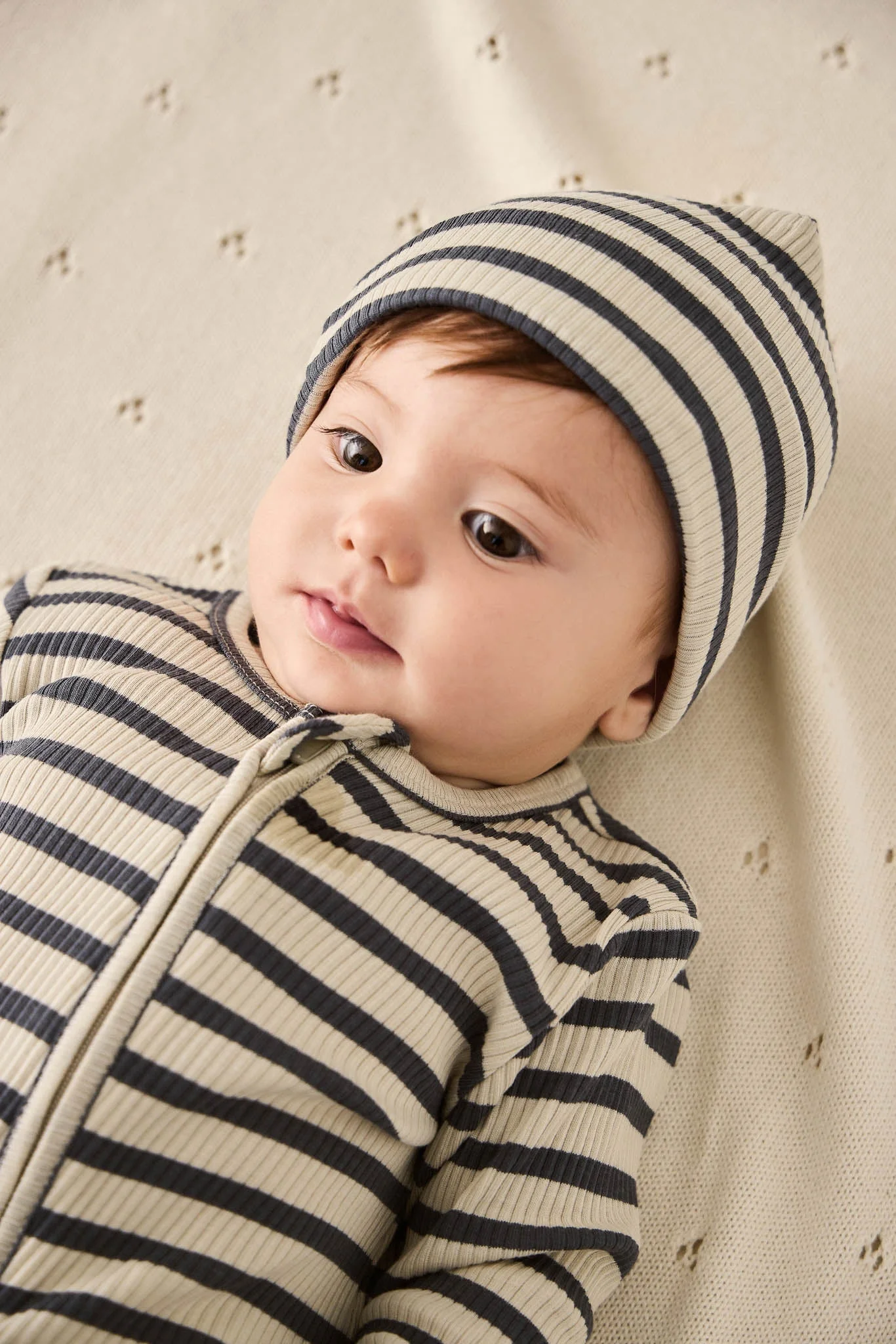 Organic Cotton Modal Marley Beanie - Cassava/Arctic - Image 3