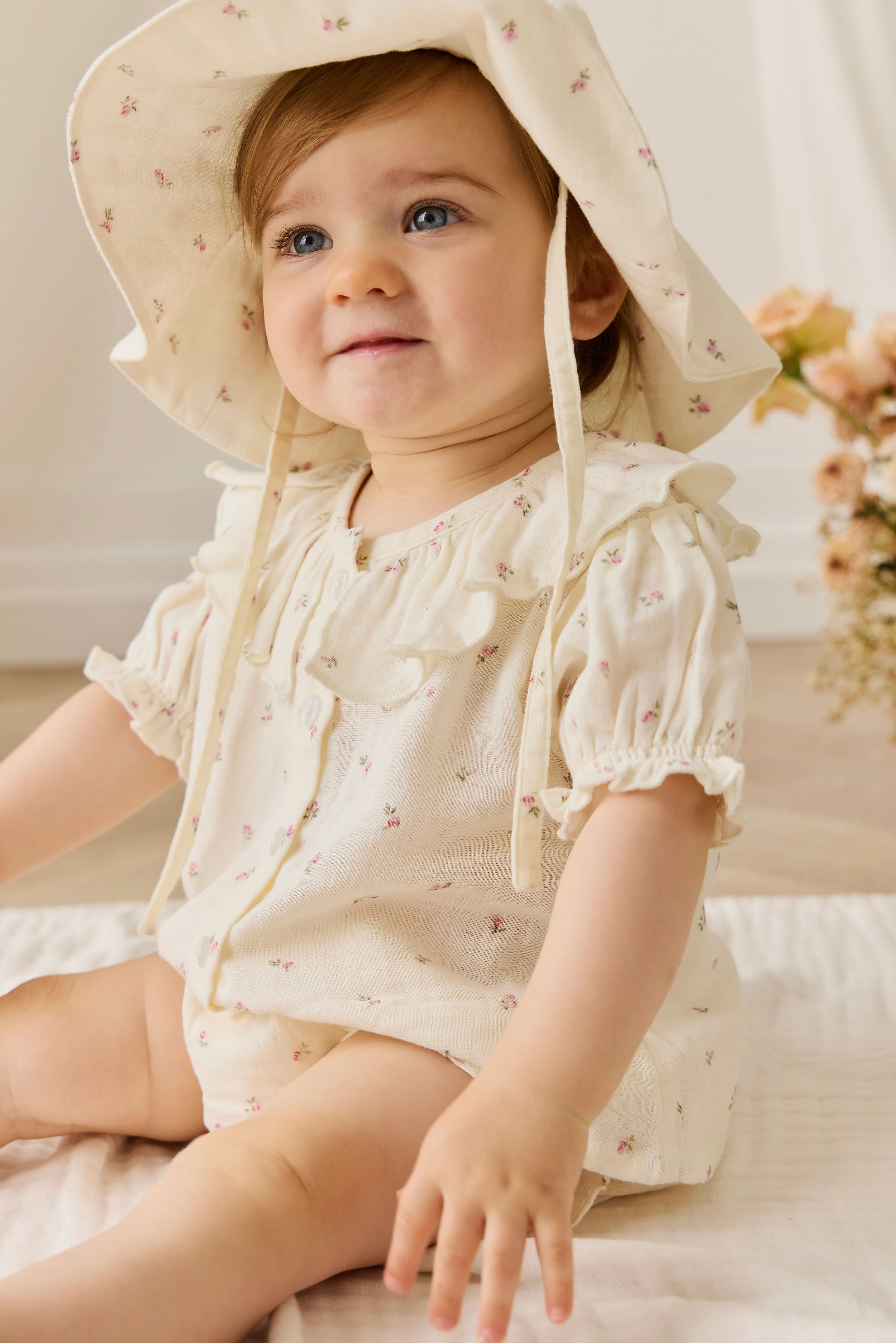 Organic Cotton Muslin Frill Bloomer - Willow Rose - Image 4