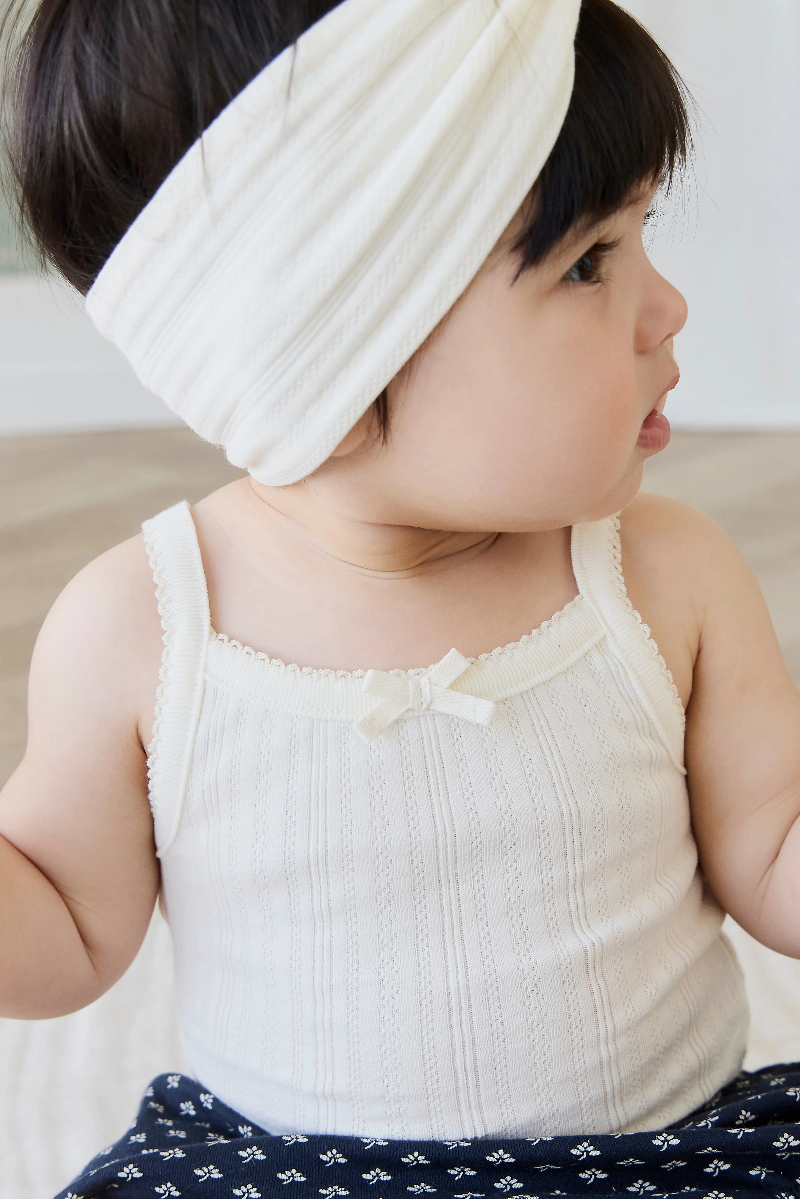 Organic Cotton Pointelle Singletsuit - Parchment - Image 2