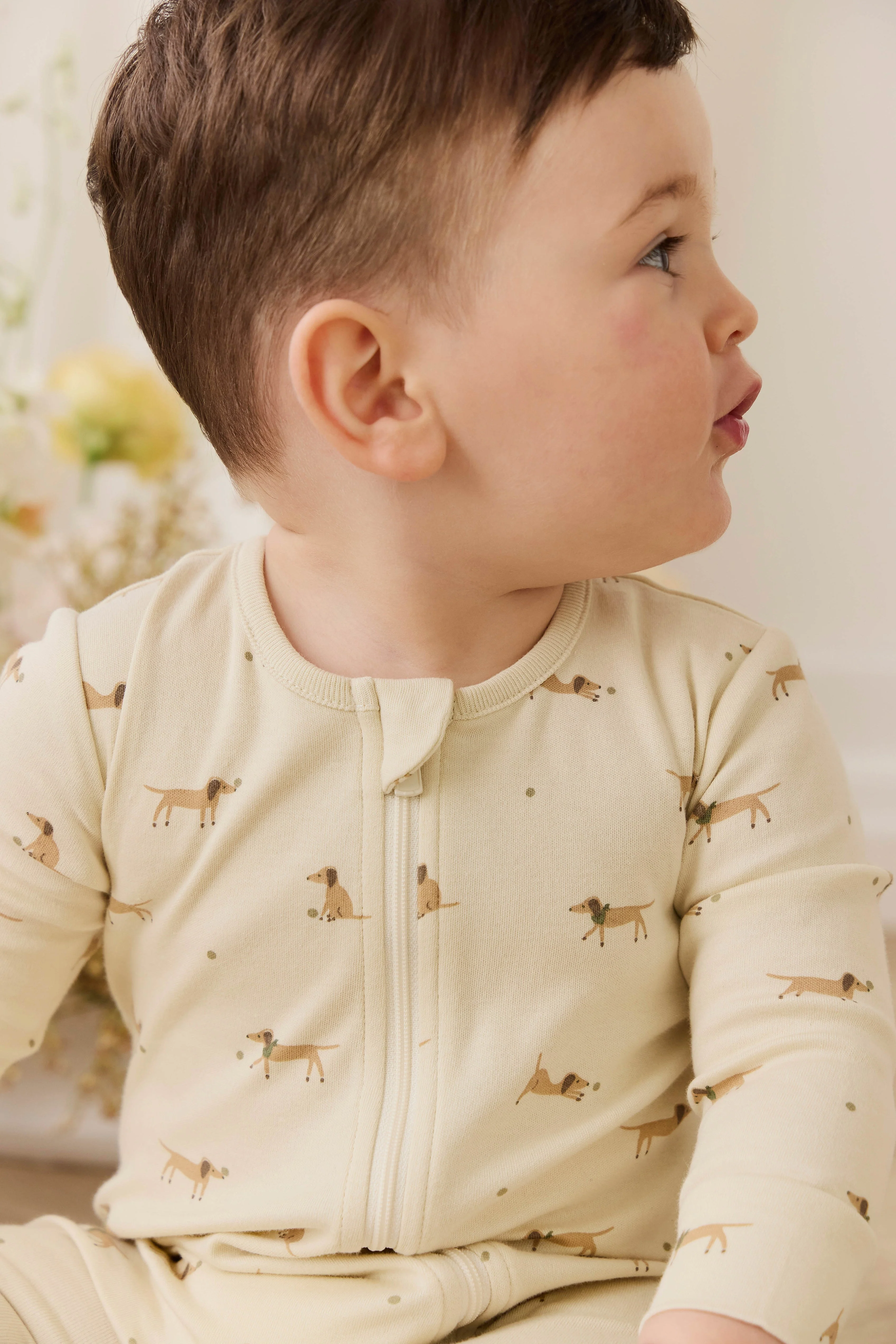 Organic Cotton Reese Zip Onepiece - Play Ball Cassava - Image 3