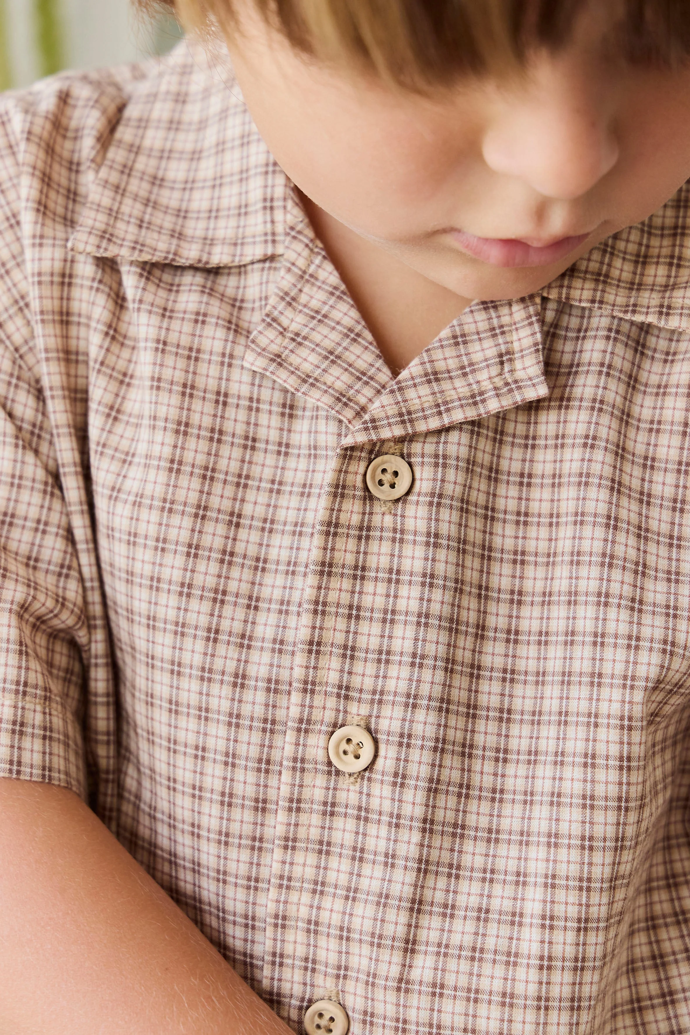 Organic Cotton Silas Shirt - Cabin Check Cocoa - Image 8